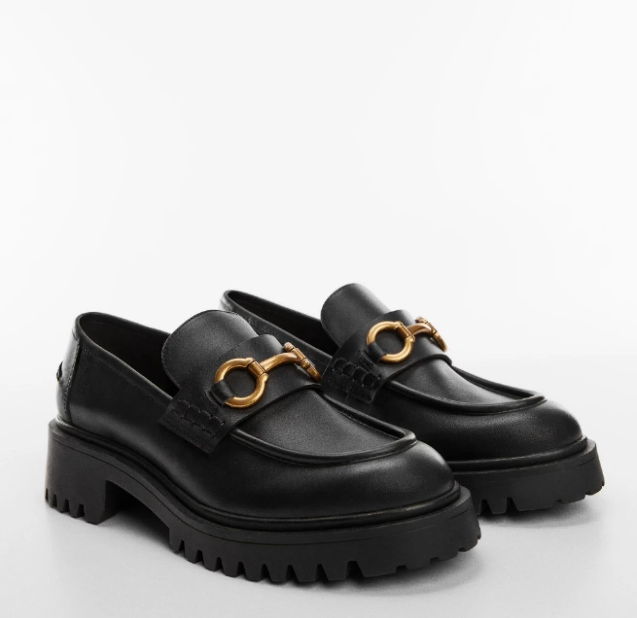 black platform leather mocassin from the Mango brand currently on sale at 50% off are one of our top fashion clothing picks from the brand
