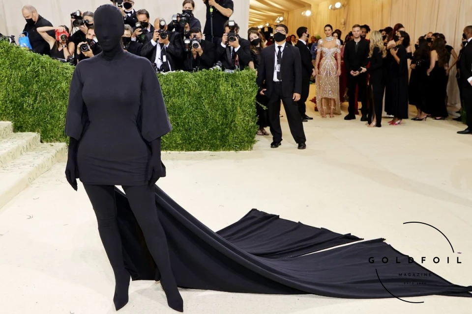 Kim Kardashian in an all black outfit at the MET Gala from Balenciaga Kim Kardashian in an all black outfit at the MET Gala from Balenciaga