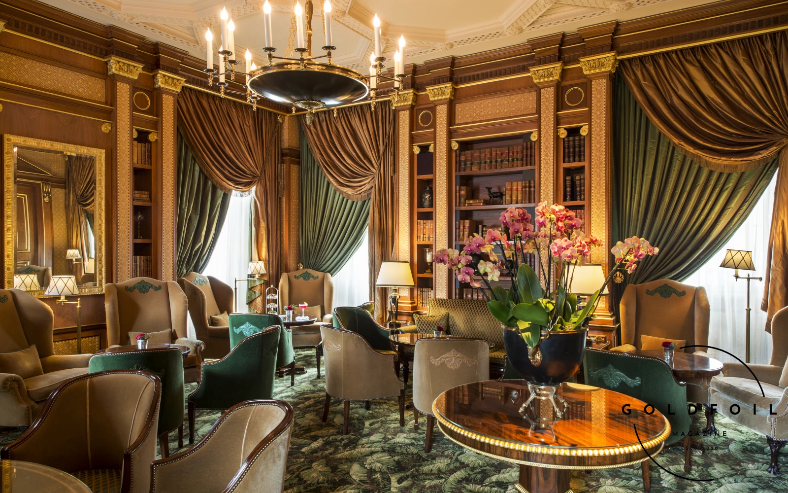 The stunning interior of the library bar at the Lanesborough hotel invites visitors to indulge into excellence The stunning interior of the library bar at the Lanesborough hotel invites visitors to indulge into excellence
