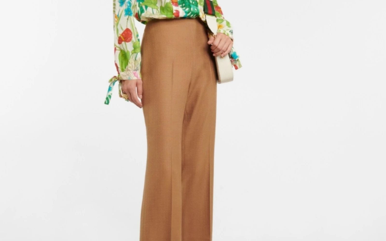 dressy brown high waisted cropped trousers are the perfect summer look paired with a flowy silk shirt and a gucci saddle bag and adidas gazelle trainers dressy brown high waisted cropped trousers are the perfect summer look paired with a flowy silk shirt and a gucci saddle bag and adidas gazelle trainers