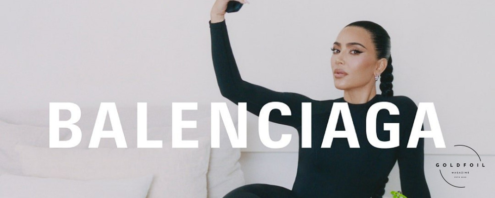 Kim Kardashian in the iconic Balenciaga campaign shot at her home in LA
