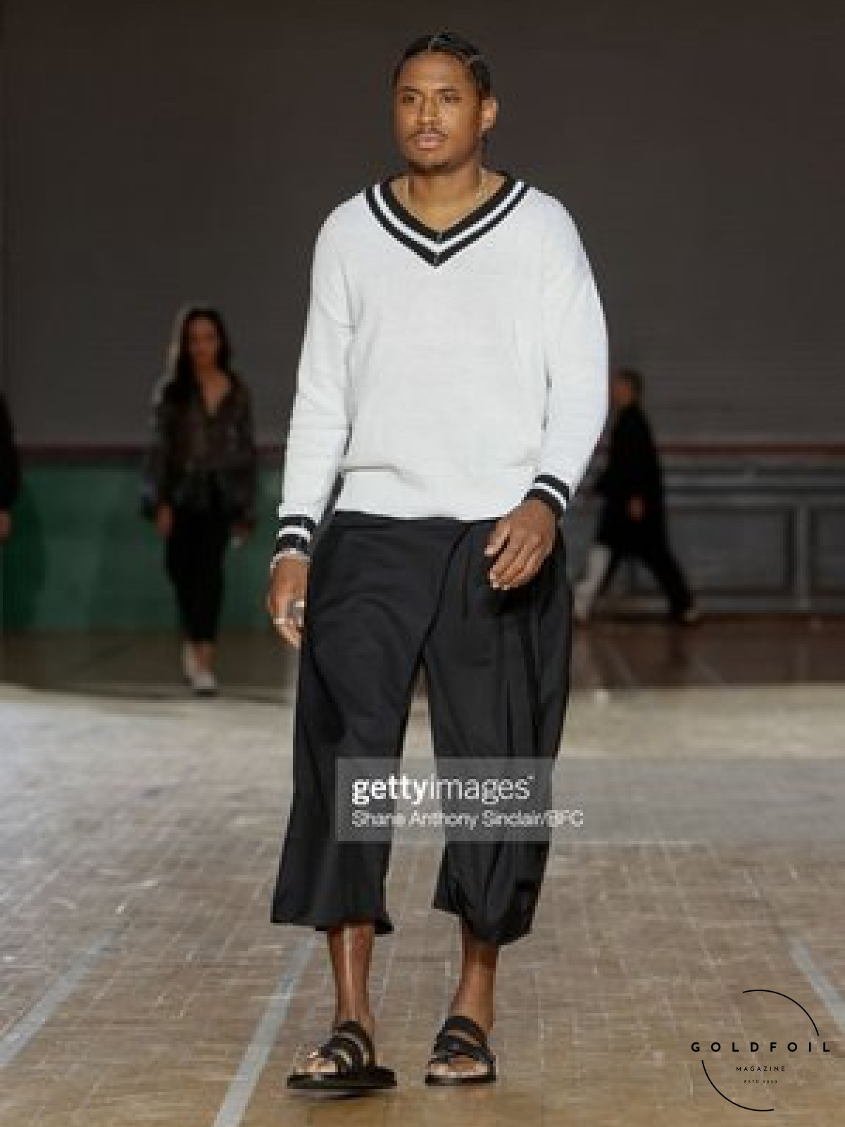 Ishod Wair on the catwalk of Justin Cassin SS23 at London Fashion Week Mens