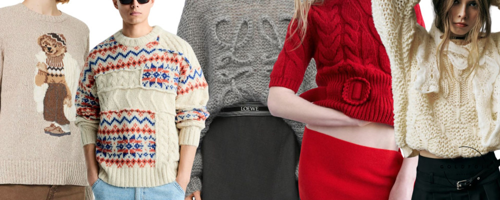 A selection of knit jumpers from Zara, Loewe, Debenhams, Polo Ralph Lauren, in different colours perfect for this Festive Season 2023